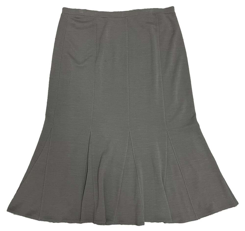EILEEN FISHER Godet Maxi Skirt Women's XL Wool Blend Dark Taupe Godet Flared USA